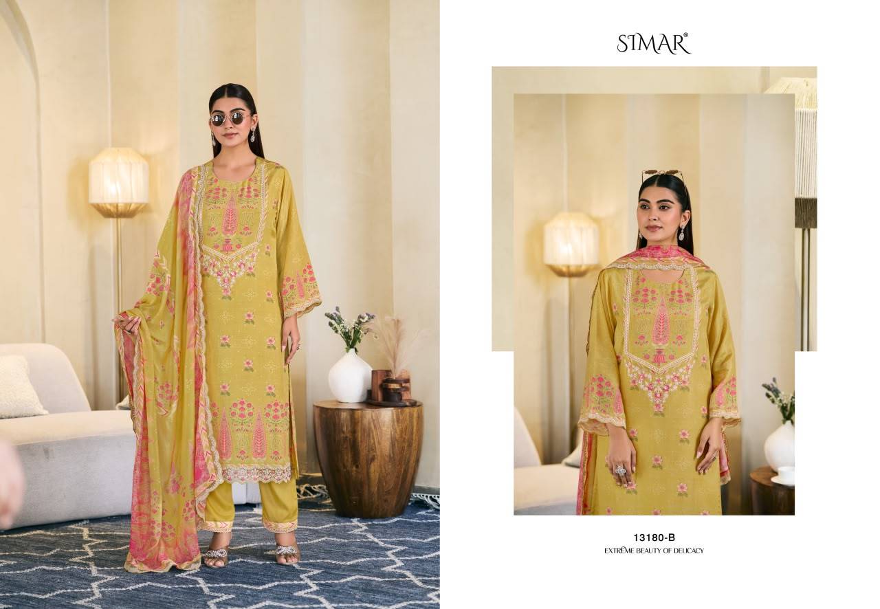 Gulmehr By Glossy 13180 Series Beautiful Colourful Muslin Dresses At Wholesale Price